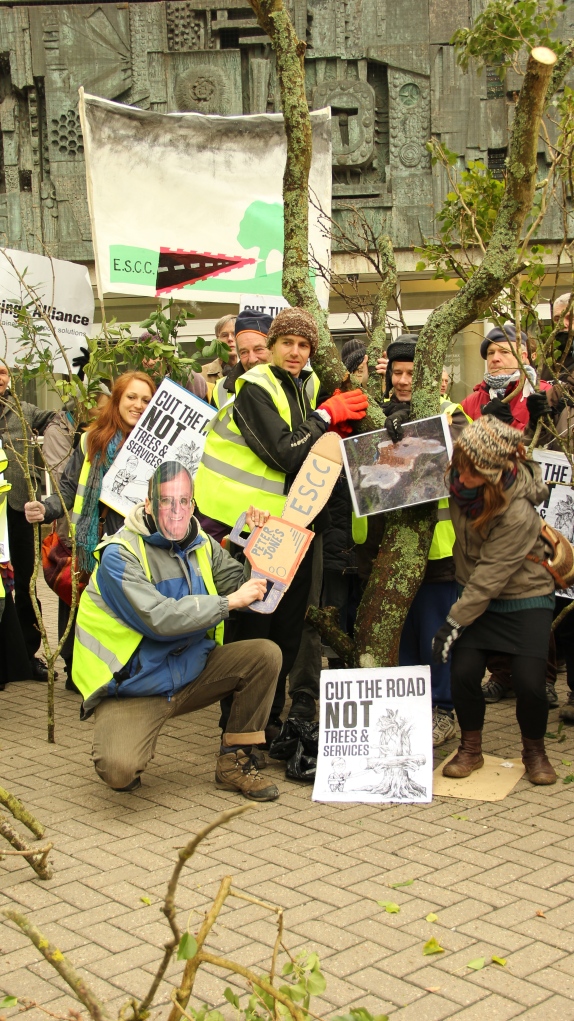 Tree protest outside Lewes County Hall. Photo: Marta Lefler